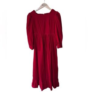 1990s Red Velvet‎ Edwardian Style Dress
